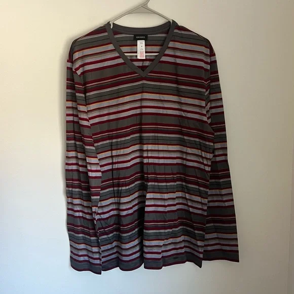 NEW HANRO Men's Jaron Jewel Stripe Two Piece Pajamas Set Size Medium